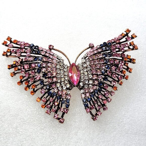 Large Pink Butterfly Brooch Colourful Butterfly Brooch Pin - Picture 2 of 13